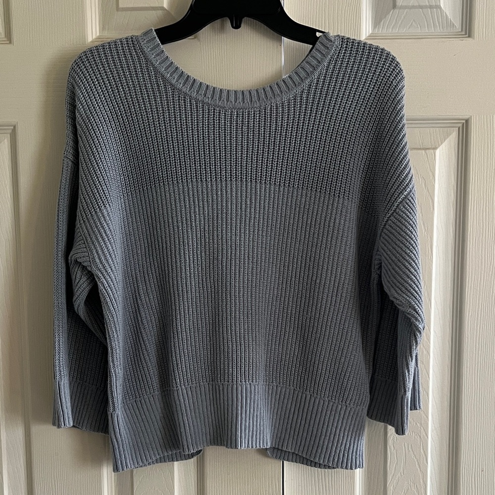 CAbi Women's Soft Blue Textured Crew Neck Sweater